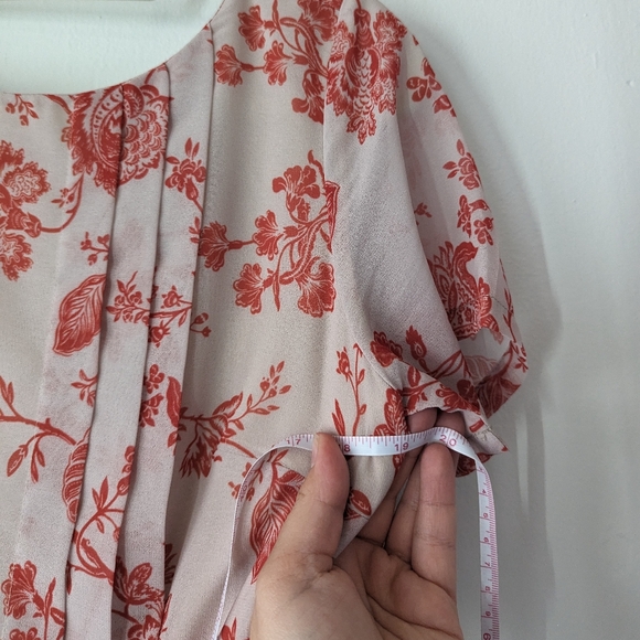 Eshakti Orange Floral Beige Medium Midi Dress Modest Attire - Picture 4 of 6